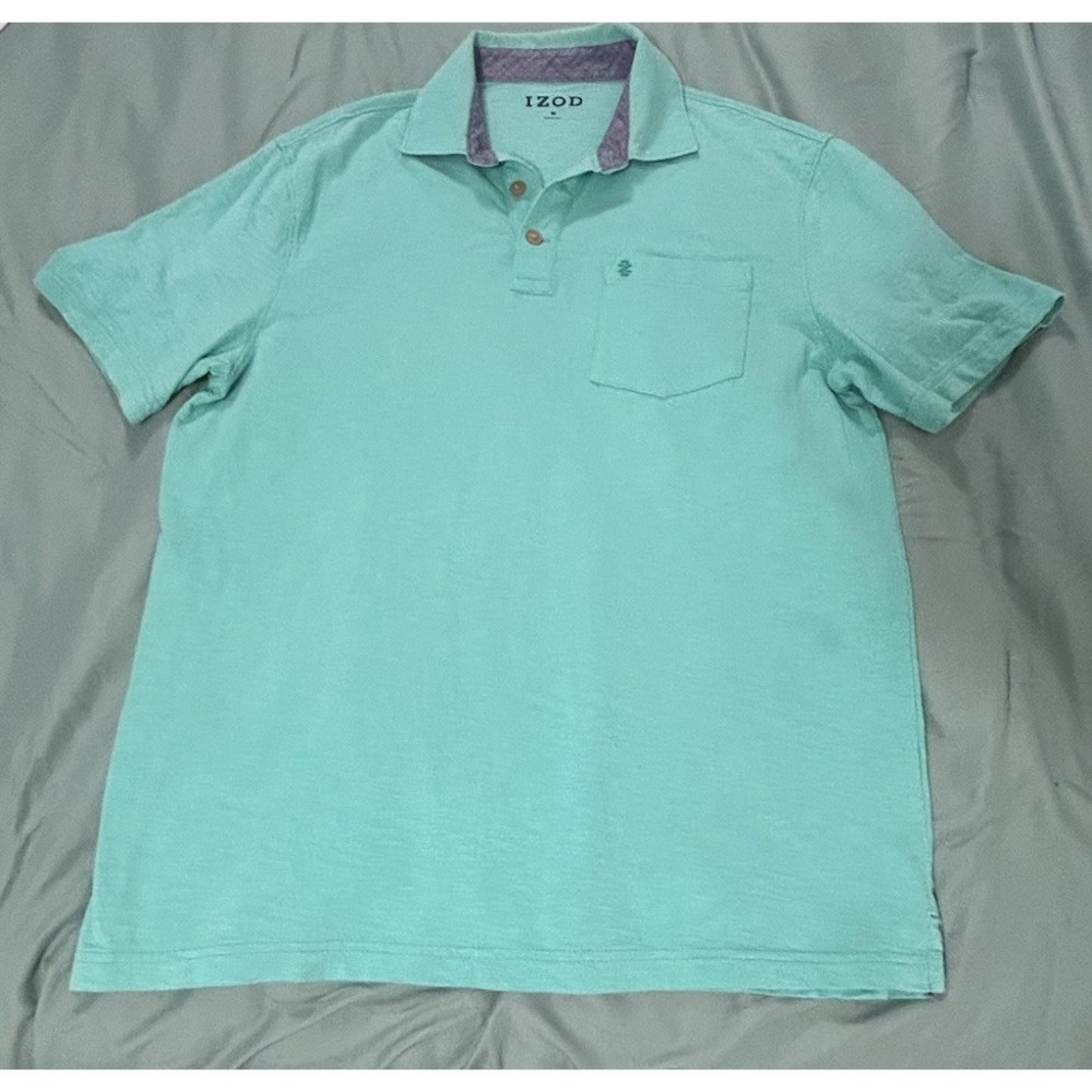 IZOD Slub Pocket Green Polo Shirt Men's Size Medium
